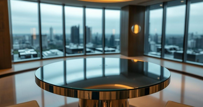 Tampo de mesa de vidro redondo transforma ambientes com elegância e modernidade Tampo de mesa de vidro redondo transforma ambientes com elegância e modernidade